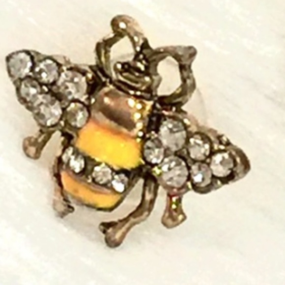 Crystal Yellow Bee Stud Earrings - Picture 6 of 6